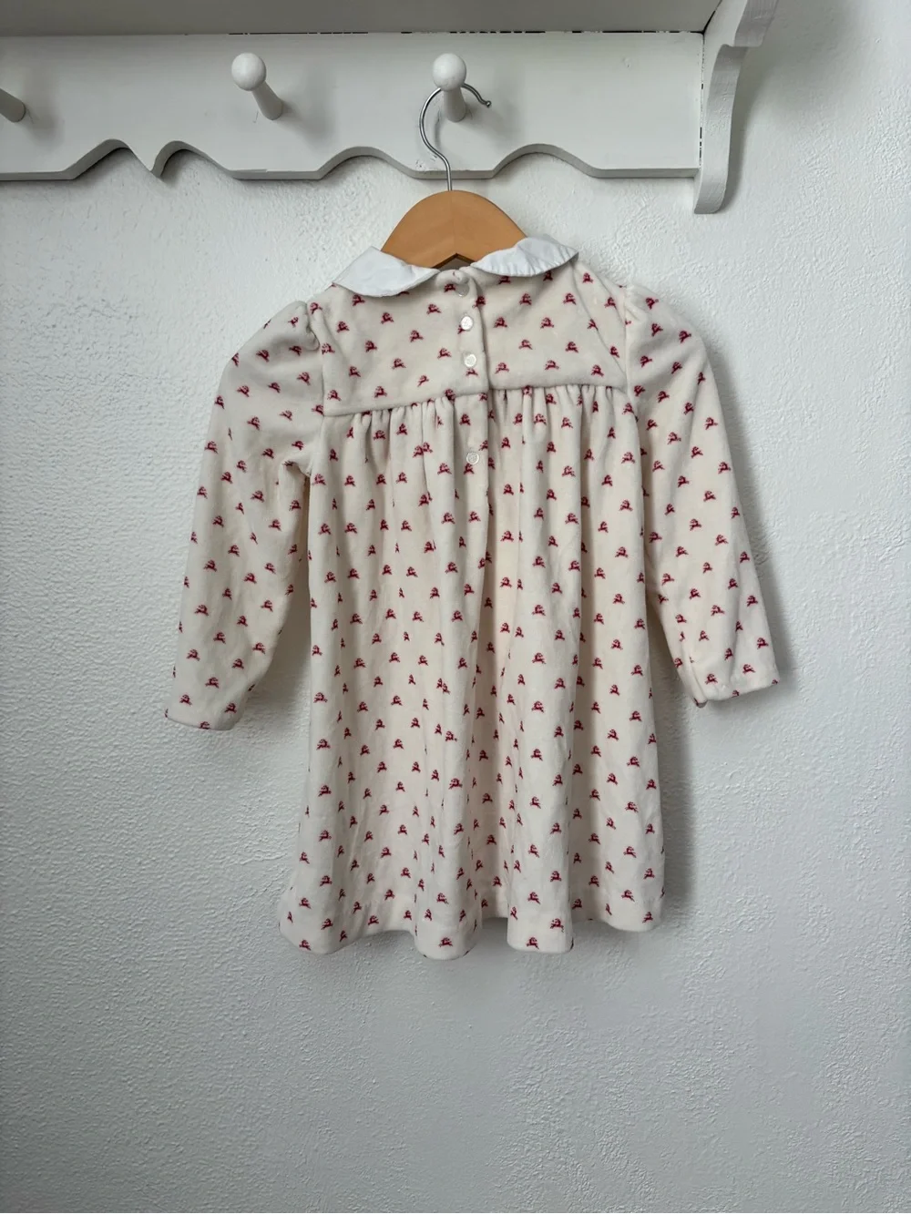 Ralph Lauren Baby Girls Christmas Velvet Dress 18M Red Reindeer Peter Pan Collar
